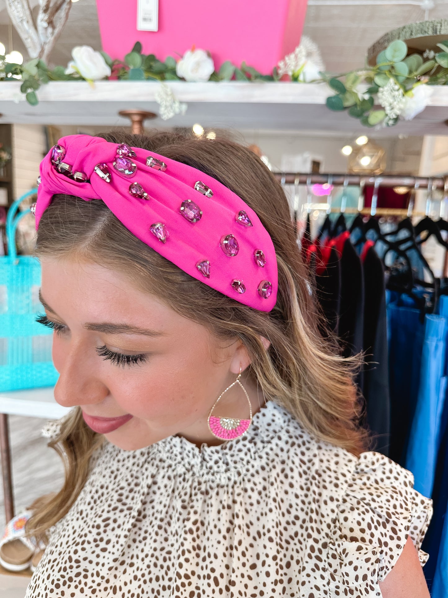 Bling Hot Pink Knotted Headband