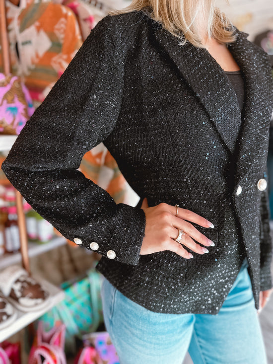 CEO Sequin Black Tweed Blazer