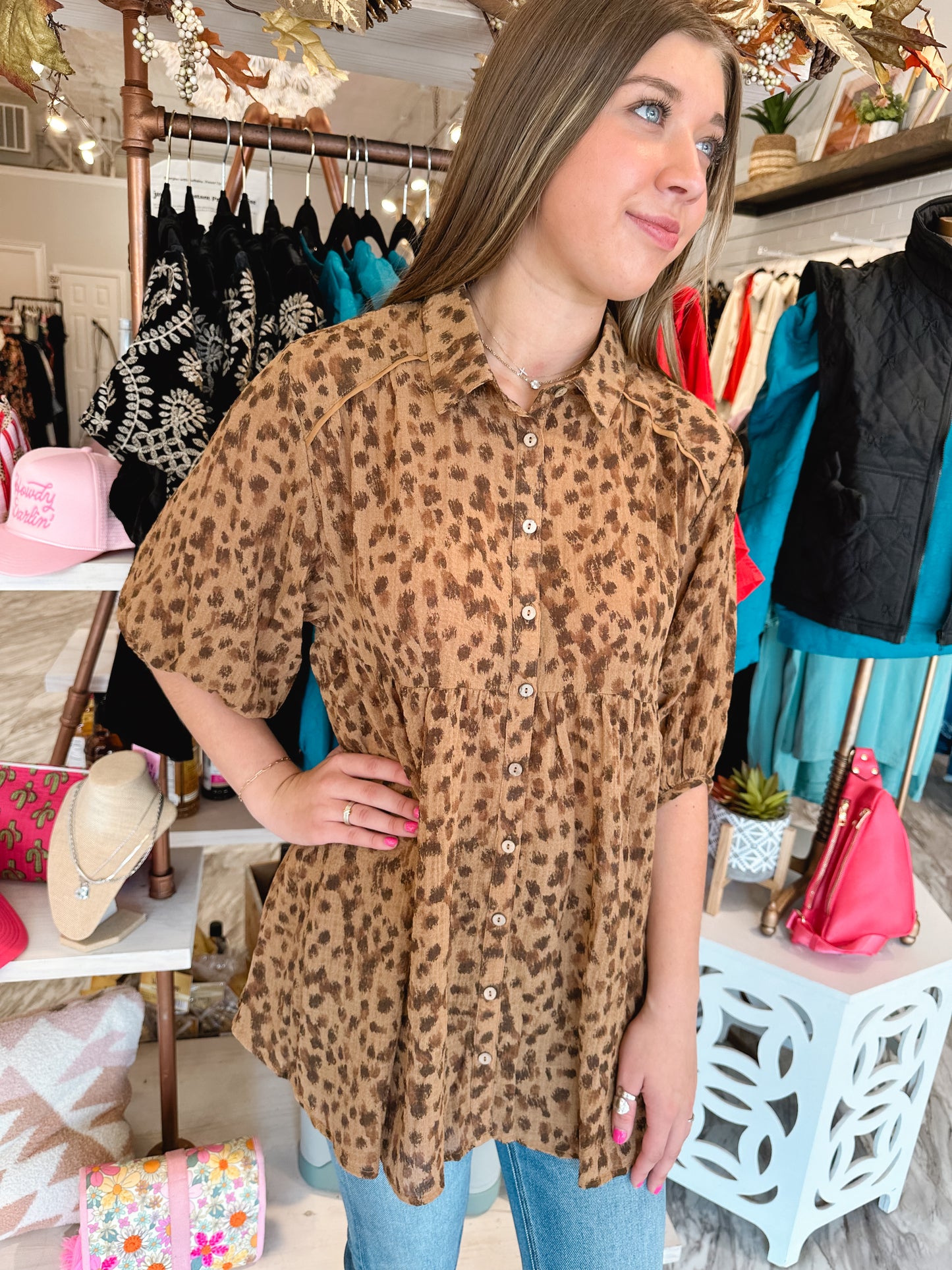 Dashing Leopard Tiered Top