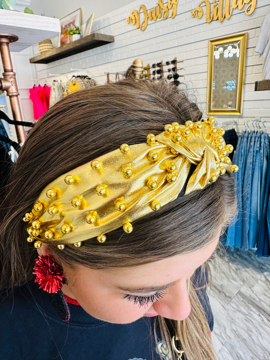 Metallic Gold Beaded Headband