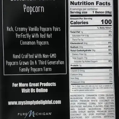 Cinnamon Vanilla Popcorn | 8 Oz.