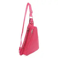 Triangle Double Zipper Sling Bag