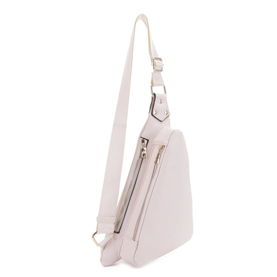 Triangle Double Zipper Sling Bag