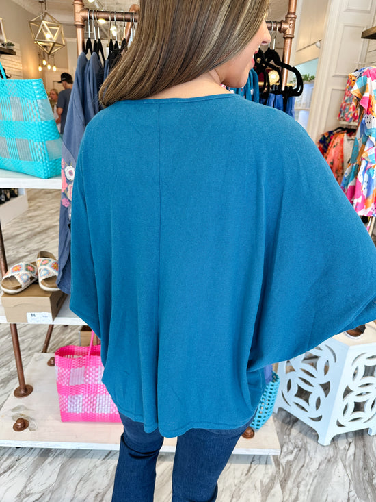 Forever Feeling Teal Embroidered Top