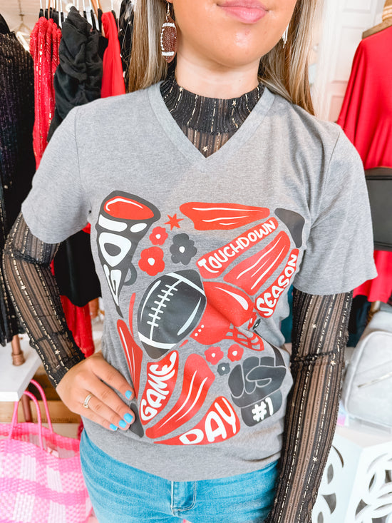 Red & Black Game Day Football Daisy Tee