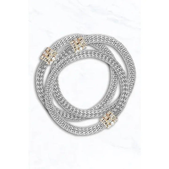 Rondelle Crystal Metal Bracelet Set