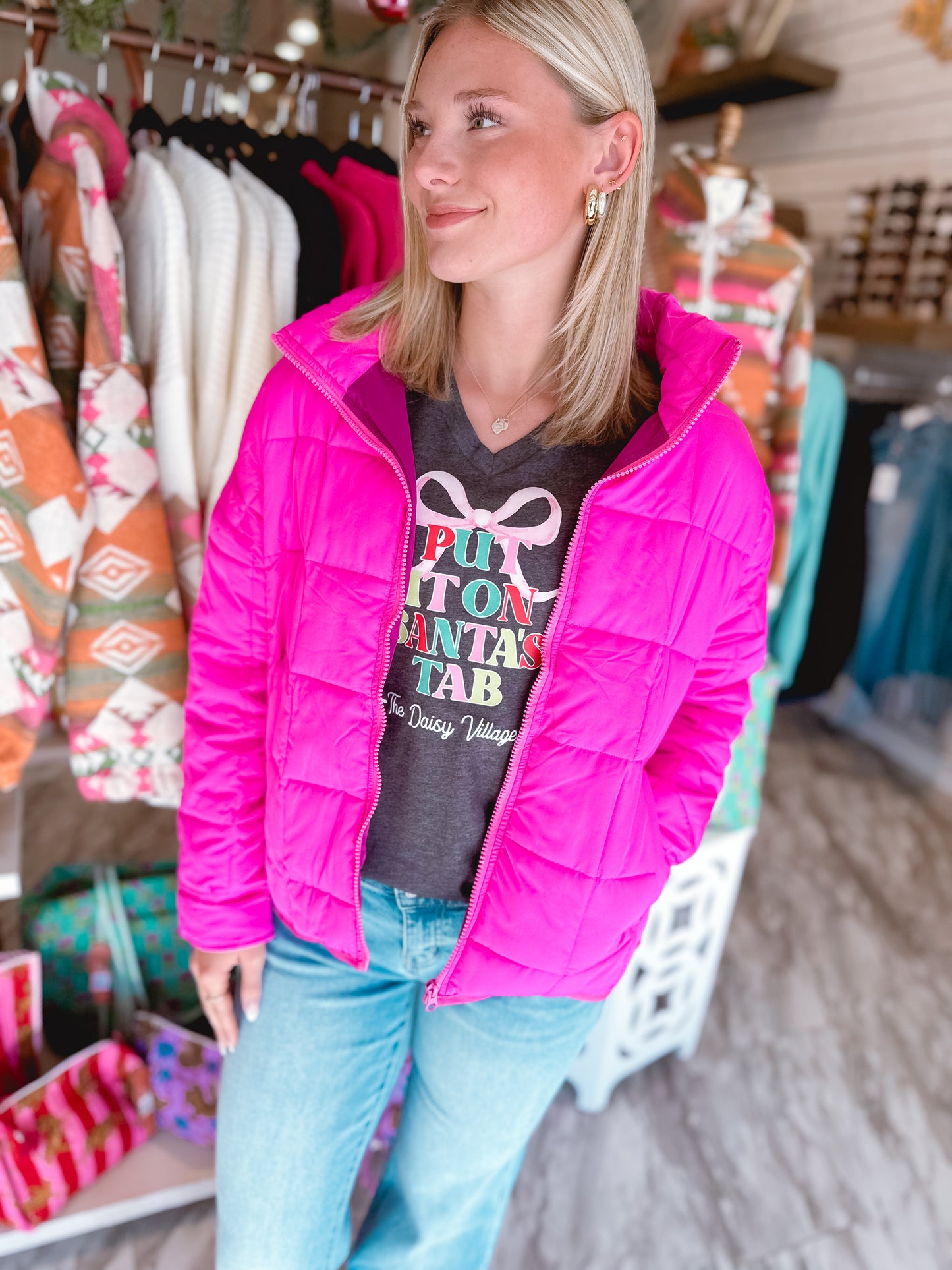 Cool Vibe Neon Pink Padded Puffer Jacket