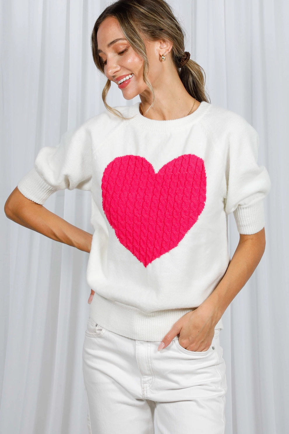 Hot to Go Hot Pink Heart Sweater