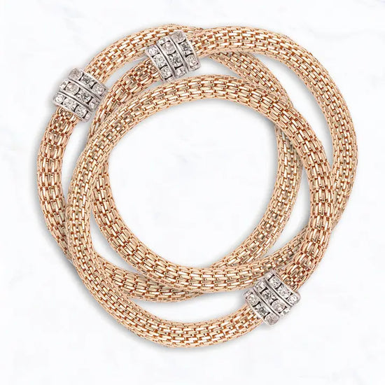 Rondelle Crystal Metal Bracelet Set