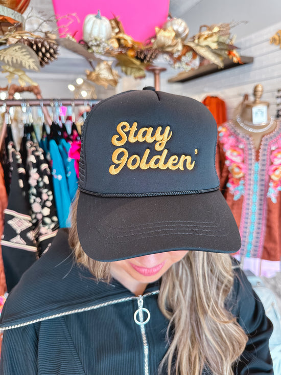 Stay Golden Embroidered Mesh Trucker Hat