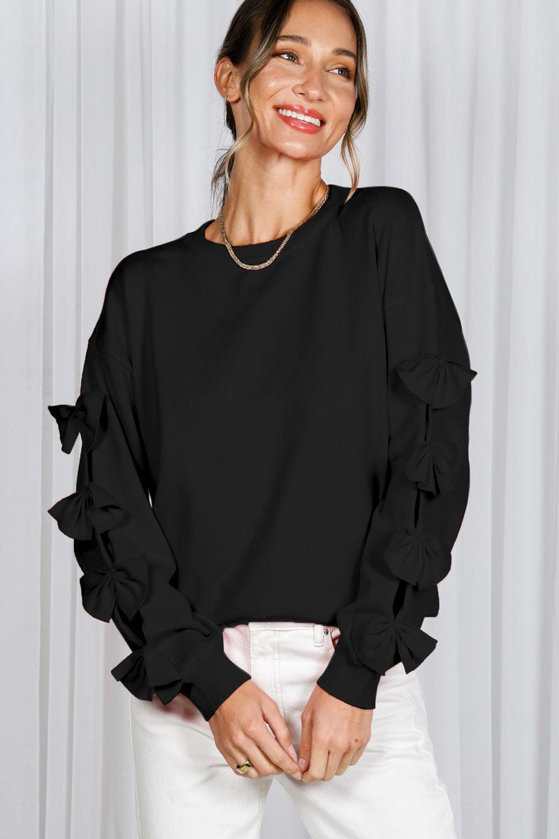 Chic & Classic Bow Sleeve Detail Black Sweater