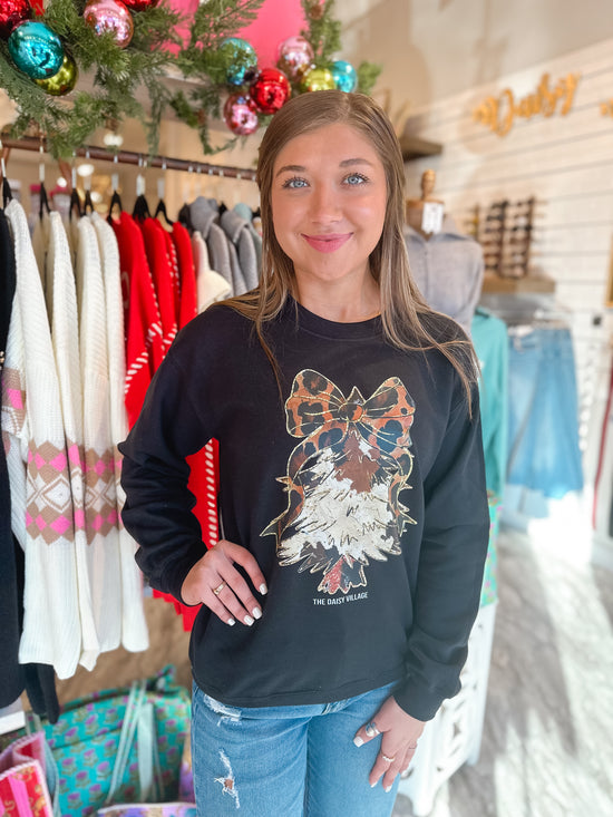 Cowhide & Leopard Bow Christmas Tree Sweatshirt