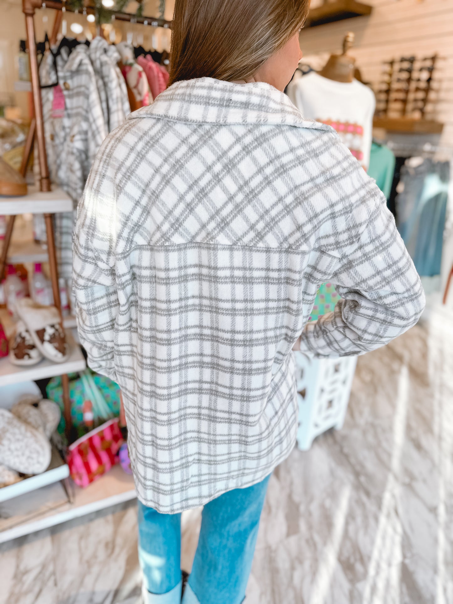 Cool Sense Grey Plaid Shacket