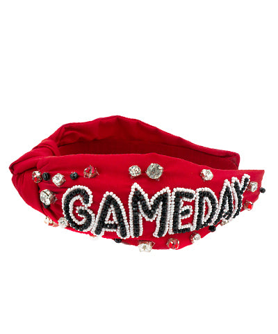 Red & Black Gameday Beaded Headband