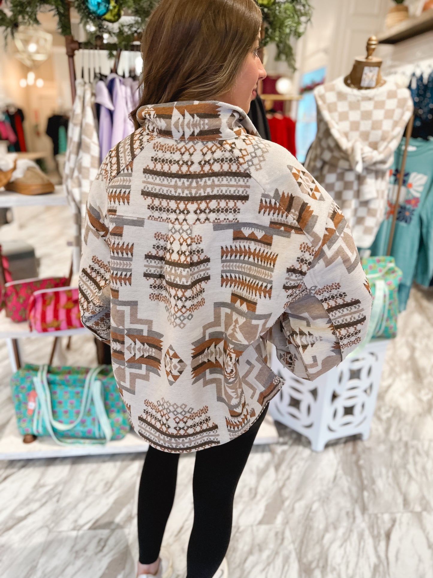 Cowgirl Style Neutral Aztec Pullover