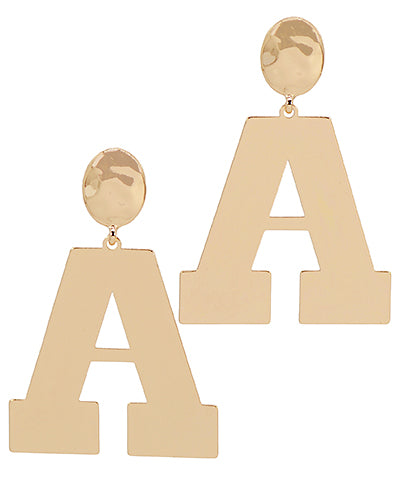 Varsity A Gold Earrings