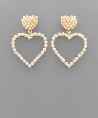 Pearl Outline Heart Dangle Earring