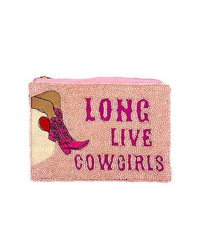 Long Live Cowgirls Beaded Wristlet Pouch