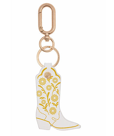 Printed Flower Leather Boot Keychain