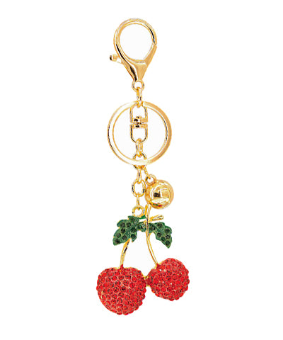 Pave Cherry Charm Keychain