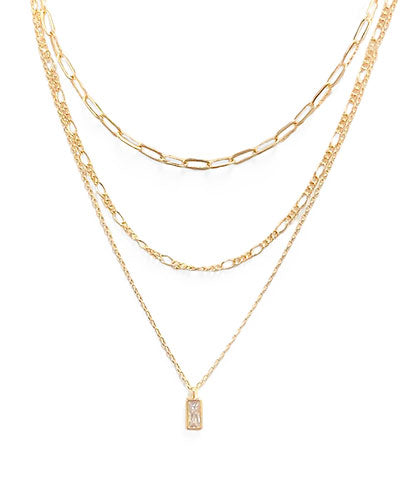 Baguette Triple Strand Necklace