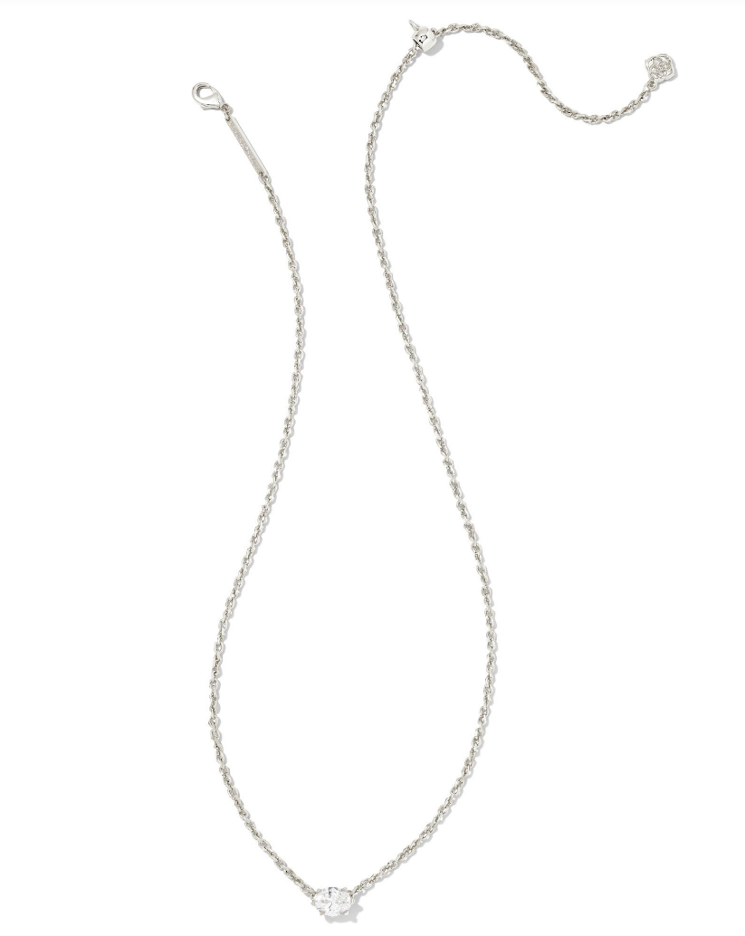 Cailin Pendant Necklace in White Crystal