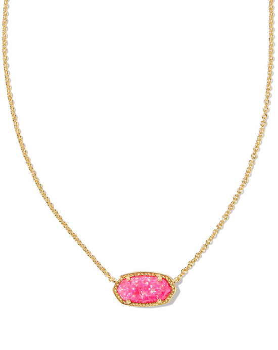 Elisa Short Pendant Necklace in Bright Pink Kyocera Opal