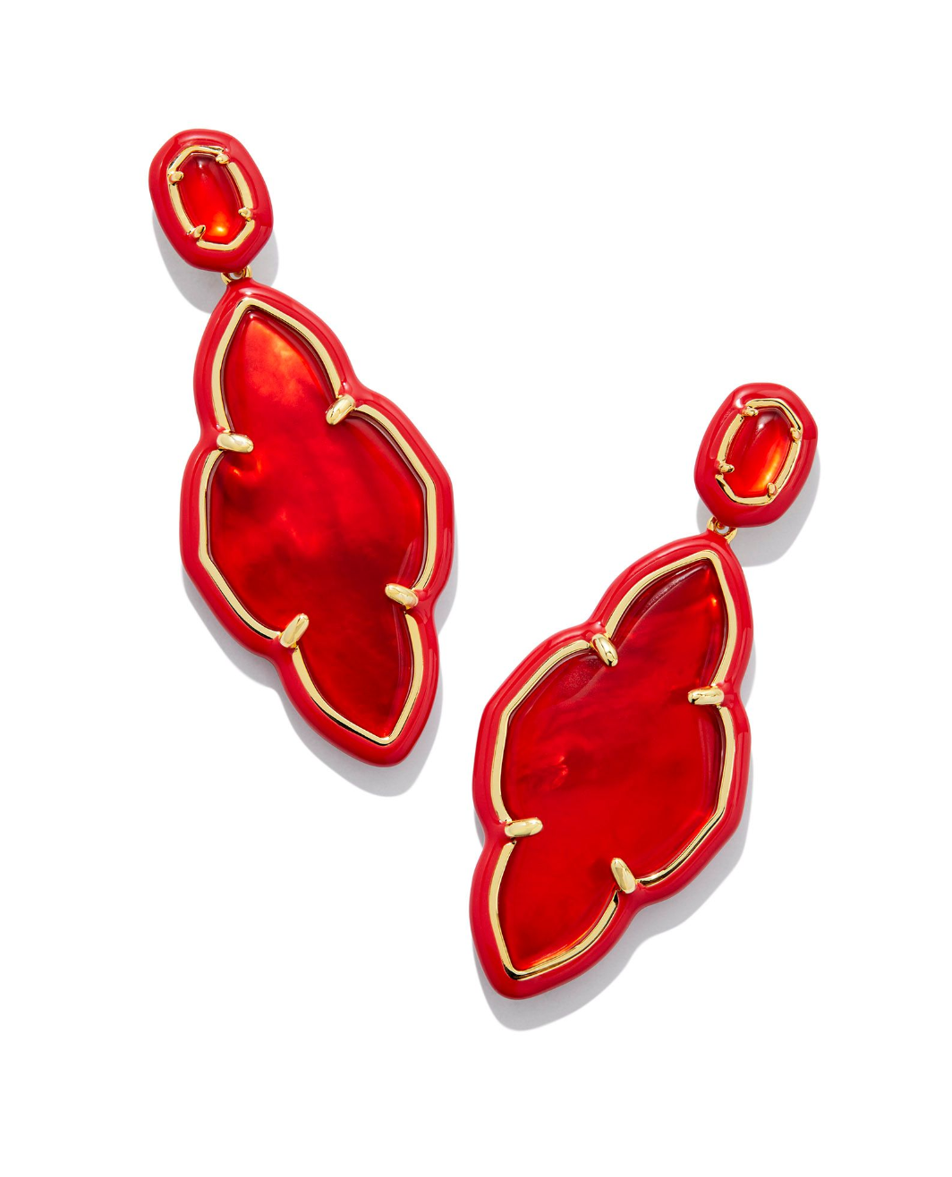 Abbie Enamel Frame Statement Earrings in Red Illusion