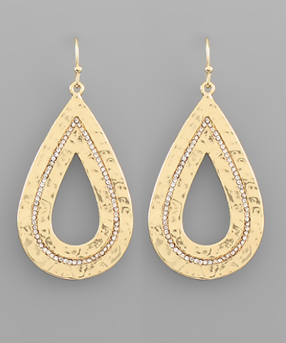 Hammered Crystal Teardrop Earring