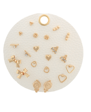 Bow & Heart Crystal 10 Piece Stud Set