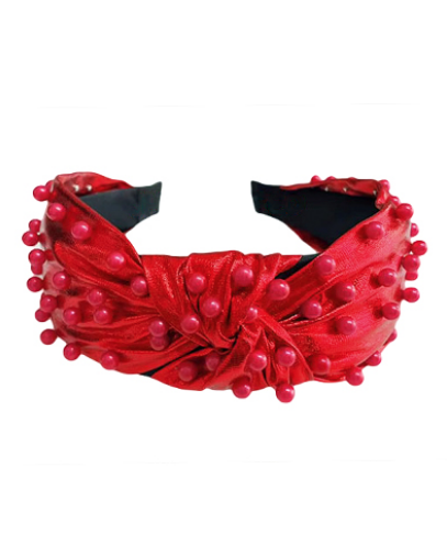 Metallic Red Beaded Headband