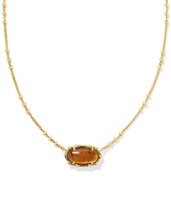 Elisa Bamboo Short Pendant Necklace in Marbled Amber Illusion