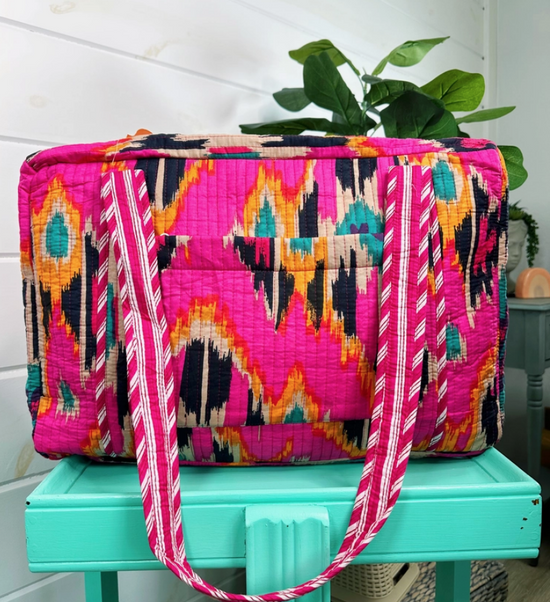 Pink Southwest Quilted Weekender Bag