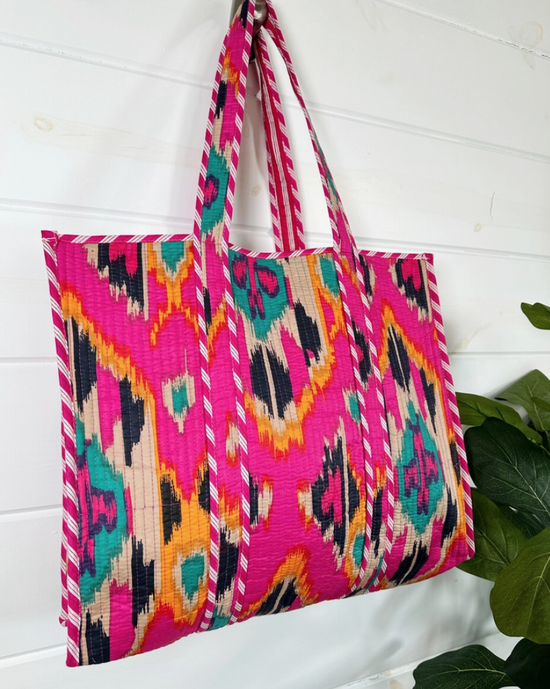 Pink Southwest Quilted Reversible Tote Bag