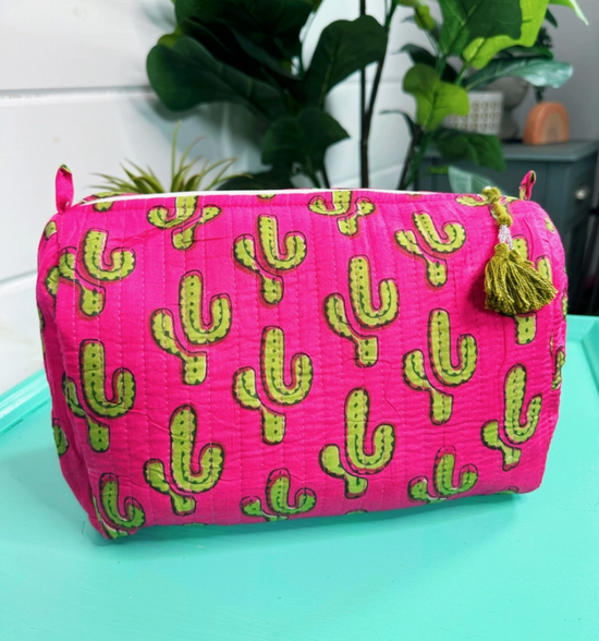 Cactus Quilted Cosmetic Bag