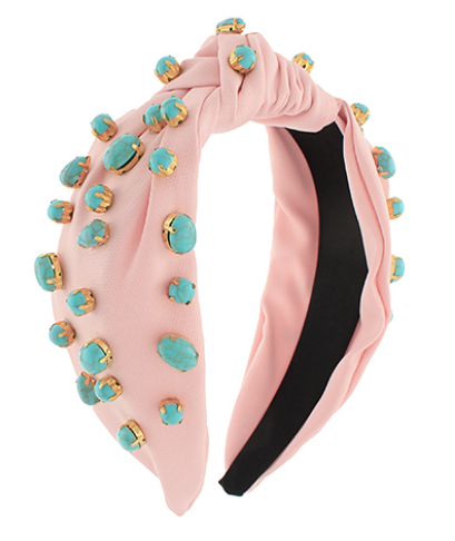 Western Turquoise Stone Knotted Pink Headband