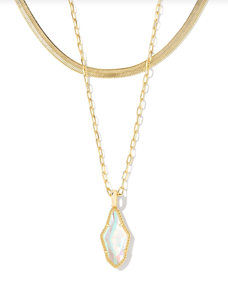 Evelyn Multistrand Necklace in Rock Crystal Dichroic