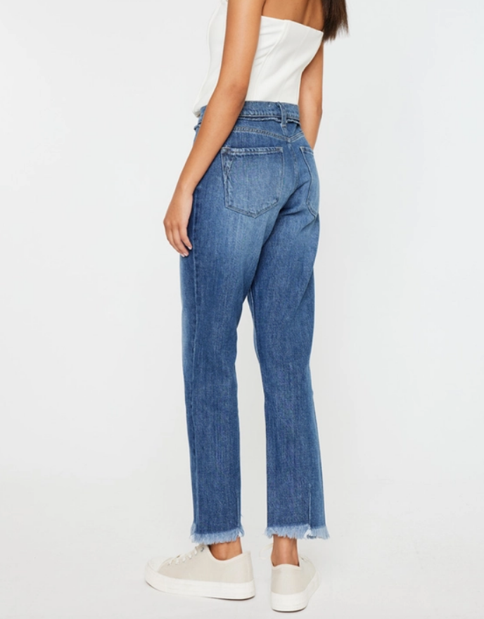 West End Slim Straight Frayed Ankle Denim