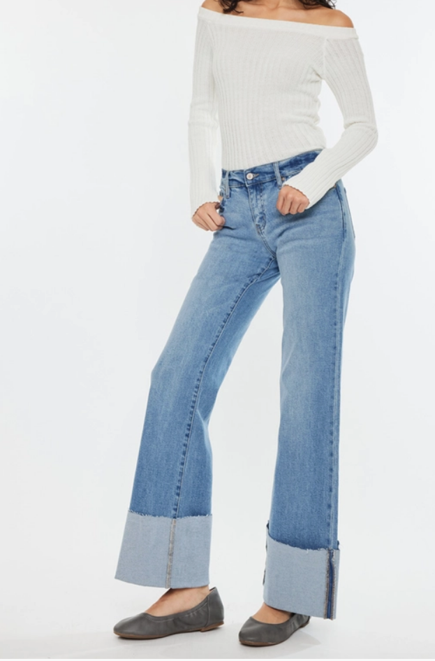 San Antonio Cuffed Wide Flare Denim