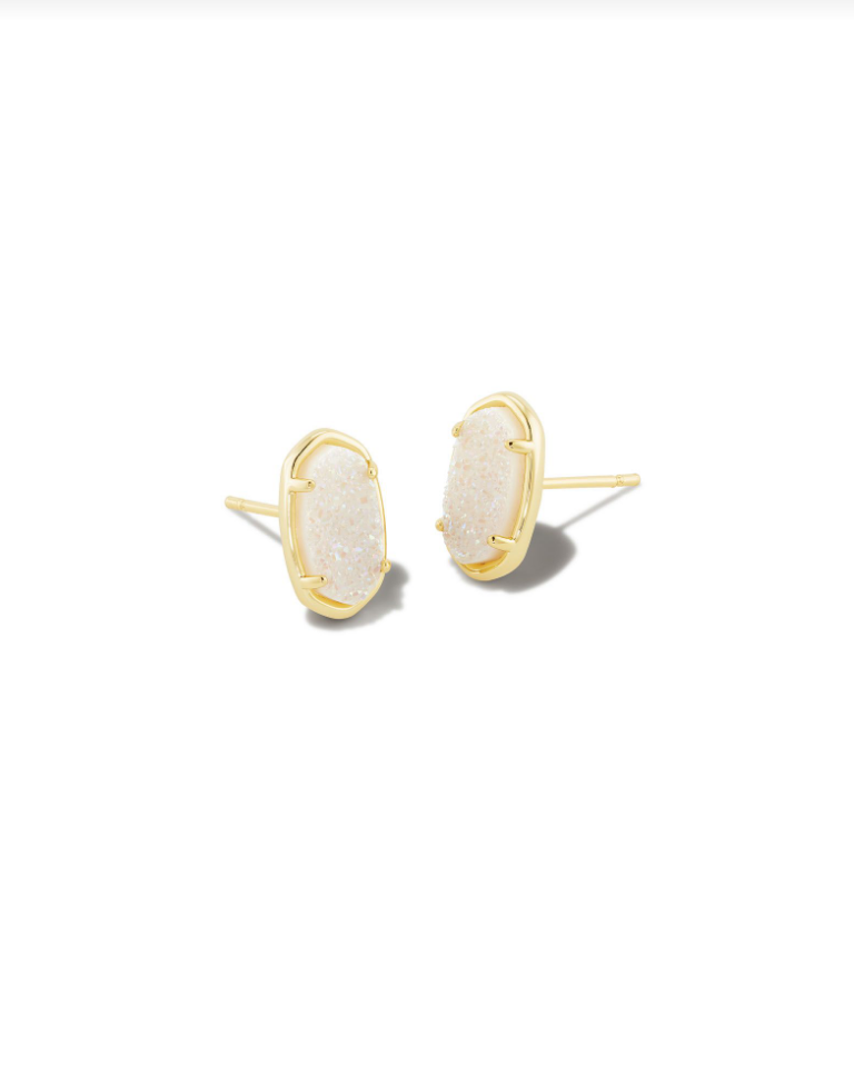 Grayson Dichroic Stud Earrings in Gold Iridescent Drusy