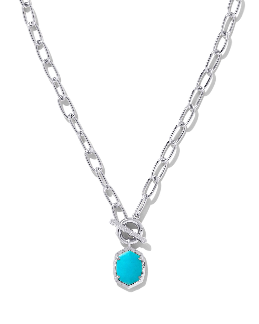 Daphne Link and Chain Necklace in Silver Variegated Turquoise Magnesite