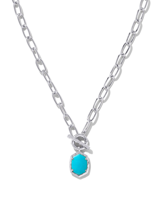 Daphne Link and Chain Necklace in Silver Variegated Turquoise Magnesite