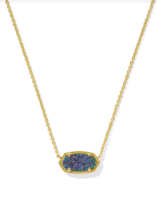 Elisa Pendant Necklace in Gold Multicolor Drusy