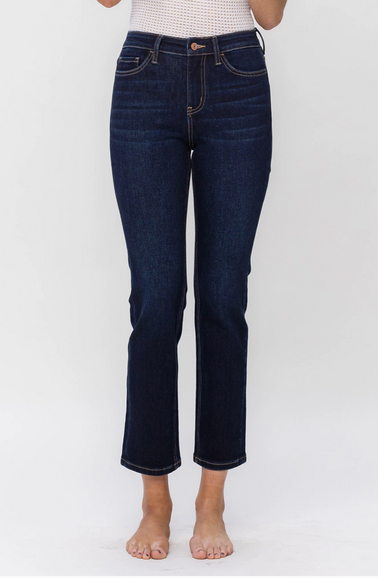 Enraptured Dark High Rise Slim Straight Denim