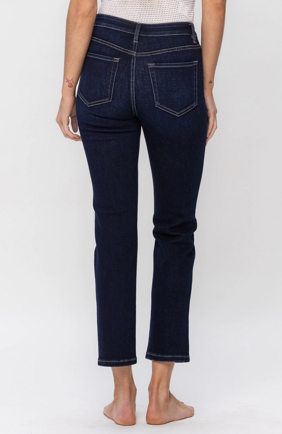 Enraptured Dark High Rise Slim Straight Denim