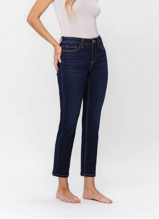 Enraptured Dark High Rise Slim Straight Denim