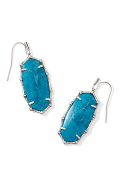 Elle Bamboo Drop Earring in Vintage Silver Variegated Indigo Magnesite