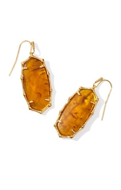 Elle Bamboo Drop Earring in Marbled Amber Illusion