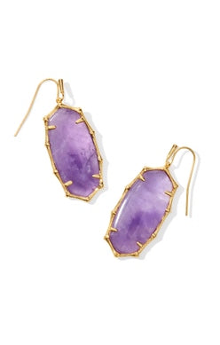 Elle Bamboo Drop Earring in Dark Purple Amethyst